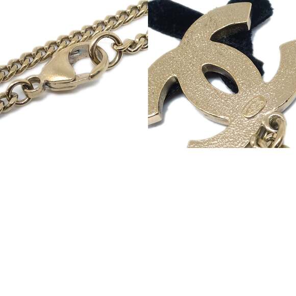 Chanel Metal With Leather CC Bow Chain Pendant Necklace Gold - Picture 3 of 3